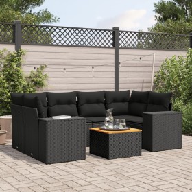 7-teiliges Garten-Essset und schwarze Kissen aus synthetischem Rattan von , Gartensets - Ref: Foro24-3225341, Preis: 481,35 €...