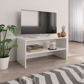 Mueble de TV madera contrachapada blanco brillante 80x40x40 cm de vidaXL, Muebles TV - Ref: Foro24-800060, Precio: 51,99 €, D...