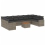 11-teiliges Gartensofa-Set und graue synthetische Rattankissen von , Modulare Sofas für den Außenbereich - Ref: Foro24-322429...