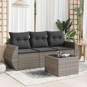 Set de sofás de jardín 4 pzas y cojines ratán sintético gris de , Conjuntos de jardín - Ref: Foro24-3253407, Precio: 308,99 €...