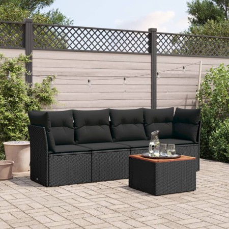 5-teiliges Gartenmöbel-Set und schwarze synthetische Rattankissen von , Gartensets - Ref: Foro24-3223472, Preis: 282,05 €, Ra...