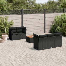 6-teiliges Gartensofa-Set und schwarze synthetische Rattankissen von , Gartensets - Ref: Foro24-3223479, Preis: 380,57 €, Rab...