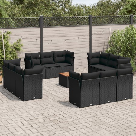 Gartensofa- und Kissenset 13-teilig aus schwarzem synthetischem Rattan von , Gartensets - Ref: Foro24-3223535, Preis: 865,37 ...