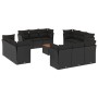 Gartensofa- und Kissenset 13-teilig aus schwarzem synthetischem Rattan von , Gartensets - Ref: Foro24-3223535, Preis: 865,37 ...