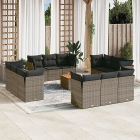 Gartensofa-Set mit Kissen, 13-teilig, graues synthetisches Rattan von , Gartensets - Ref: Foro24-3223540, Preis: 900,06 €, Ra...