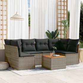 7-piece garden sofa set with gray PE rattan cushions by , Garden sets - Ref: Foro24-3223561, Price: 412,99 €, Discount: %