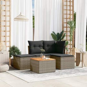 Gartensofa-Set mit Kissen, 5-teilig, graues synthetisches Rattan von , Gartensets - Ref: Foro24-3223589, Preis: 266,22 €, Rab...