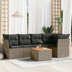 6-piece garden furniture set and gray synthetic rattan cushions by , Garden sets - Ref: Foro24-3223631, Price: 383,59 €, Disc...