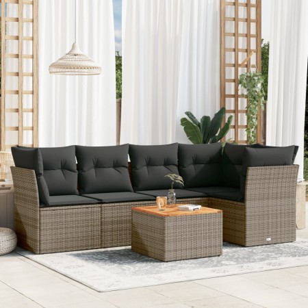 6-piece garden furniture set and gray synthetic rattan cushions by , Garden sets - Ref: Foro24-3223631, Price: 371,36 €, Disc...