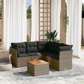 6-piece garden furniture set and gray synthetic rattan cushions by , Garden sets - Ref: Foro24-3223638, Price: 383,59 €, Disc...