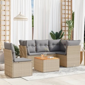 Gartensofa-Set mit Kissen, 6-teilig, beiges synthetisches Rattan von , Gartensets - Ref: Foro24-3223644, Preis: 393,35 €, Rab...