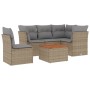 Gartensofa-Set mit Kissen, 6-teilig, beiges synthetisches Rattan von , Gartensets - Ref: Foro24-3223644, Preis: 404,99 €, Rab...