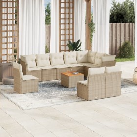 11-teiliges Gartensofa-Set mit beigen synthetischen Rattankissen von , Gartensets - Ref: Foro24-3223699, Preis: 778,11 €, Rab...