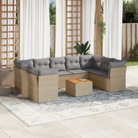 Gartensofa-Set mit beigen Kissen, 10-teilig, synthetisches Rattan von , Gartensets - Ref: Foro24-3223805, Preis: 629,08 €, Ra...