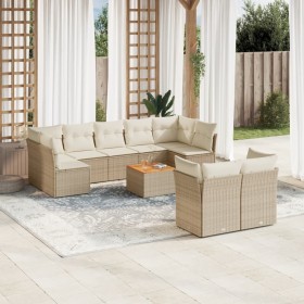 Gartensofa-Set mit beigen Kissen, 10-teilig, synthetisches Rattan von , Gartensets - Ref: Foro24-3223811, Preis: 743,07 €, Ra...