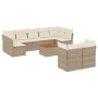 Gartensofa-Set mit beigen Kissen, 10-teilig, synthetisches Rattan von , Gartensets - Ref: Foro24-3223811, Preis: 738,27 €, Ra...