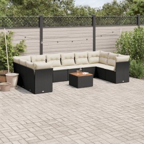 11-teiliges Gartensofa-Set und schwarze synthetische Rattankissen von , Gartensets - Ref: Foro24-3223830, Preis: 707,34 €, Ra...