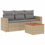 Gartensofa-Set mit Kissen, 4-teilig, beiges synthetisches Rattan von , Gartensets - Ref: Foro24-3223994, Preis: 276,33 €, Rab...