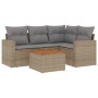 Gartensofa-Set mit Kissen, 5-teilig, beiges synthetisches Rattan von , Gartensets - Ref: Foro24-3224106, Preis: 359,49 €, Rab...