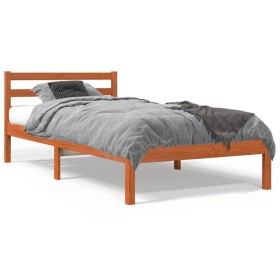 Wax brown solid pine wood bed frame 90x190 cm by , Beds and slatted bases - Ref: Foro24-844138, Price: 69,64 €, Discount: %