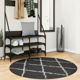 Modern high pile rug PAMPLONA black and cream Ø 120 cm by , Rugs - Ref: Foro24-375421, Price: 36,99 €, Discount: %