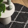 Modern high pile rug PAMPLONA black and cream Ø 120 cm by , Rugs - Ref: Foro24-375421, Price: 35,59 €, Discount: %