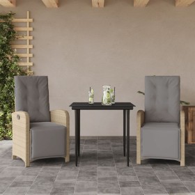 Garden chairs and table 3 pieces synthetic rattan beige cushion by , Garden sets - Ref: Foro24-3212584, Price: 489,99 €, Disc...