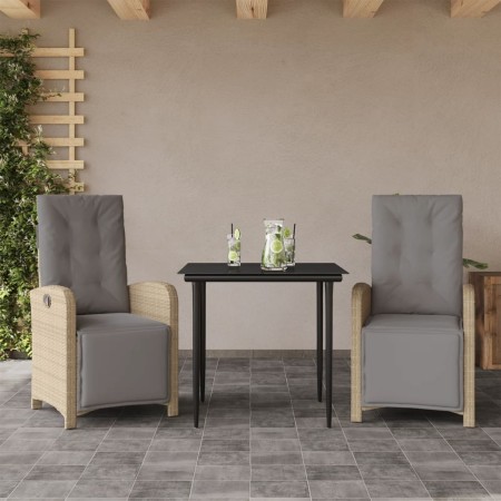 Gartenstühle und Tisch 3 Stück synthetisches Rattan beige Kissen von , Gartensets - Ref: Foro24-3212584, Preis: 400,29 €, Rab...