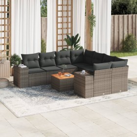 9-teiliges Gartenmöbel-Set und graue synthetische Rattankissen von , Gartensets - Ref: Foro24-3225374, Preis: 628,34 €, Rabat...