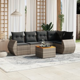 6-piece garden furniture set and gray synthetic rattan cushions by , Garden sets - Ref: Foro24-3257327, Price: 409,99 €, Disc...