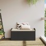 Bench with storage and black synthetic rattan cushion 115x51x52 cm by , garden benches - Ref: Foro24-365727, Price: 182,59 €,...