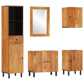 5-piece bathroom cabinet set solid acacia wood by , Bathroom furniture - Ref: Foro24-3206300, Price: 465,45 €, Discount: %