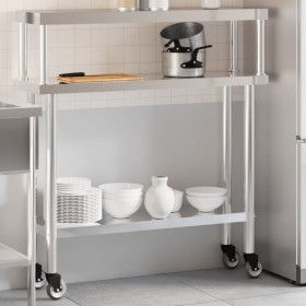 Kitchen work table with stainless steel shelf 110x30x120cm by , Restoration - Ref: Foro24-3208897, Price: 198,99 €, Discount: %