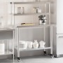 Kitchen work table with stainless steel shelf 110x55x150cm by , Restoration - Ref: Foro24-3208906, Price: 264,41 €, Discount: %