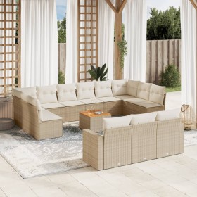 14-teiliges Gartensofa-Set mit beigen synthetischen Rattankissen von , Modulare Sofas für den Außenbereich - Ref: Foro24-3224...