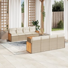 9-teiliges Gartensofa-Set mit beigen synthetischen Rattankissen von , Gartensets - Ref: Foro24-3259902, Preis: 672,99 €, Raba...