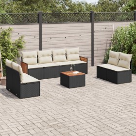 8-teiliges Gartensofa-Set und schwarze synthetische Rattankissen von , Gartensets - Ref: Foro24-3259977, Preis: 498,99 €, Rab...