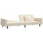 Sofá cama de 2 plazas con dos almohadas terciopelo color crema de , Sofás - Ref: Foro24-375823, Precio: 251,29 €, Descuento: %