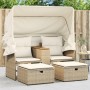 2-Sitzer-Gartensofa mit Markise und beigefarbenen PE-Rattanhockern von , Outdoor-Sofas - Ref: Foro24-365802, Preis: 487,42 €,...