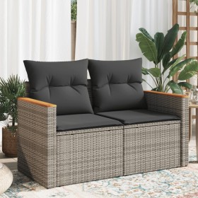 Gartensofa mit Kissen, 2-Sitzer, graues synthetisches Rattan von , Outdoor-Sofas - Ref: Foro24-366144, Preis: 157,72 €, Rabat...