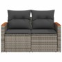 Gartensofa mit Kissen, 2-Sitzer, graues synthetisches Rattan von , Outdoor-Sofas - Ref: Foro24-366144, Preis: 157,26 €, Rabat...