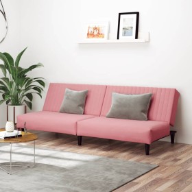 Pink velvet 2-seater sofa bed by , Sofas - Ref: Foro24-375930, Price: 213,15 €, Discount: %