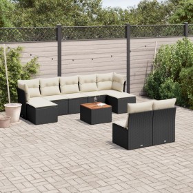 Gartensofa-Set 10-teilig mit schwarzen synthetischen Rattankissen von , Gartensets - Ref: Foro24-3223858, Preis: 545,14 €, Ra...