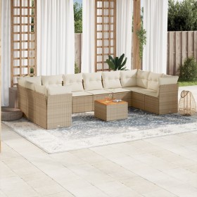 Set de sofás de jardín 11pzas con cojines ratán sintético beige de , Conjuntos de jardín - Ref: Foro24-3223832, Precio: 798,9...