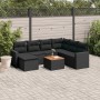 8-teiliges Gartensofa-Set und schwarze synthetische Rattankissen von , Modulare Sofas für den Außenbereich - Ref: Foro24-3224...