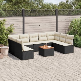 Gartensofa-Set 10-teilig mit schwarzen synthetischen Rattankissen von , Gartensets - Ref: Foro24-3223788, Preis: 606,65 €, Ra...