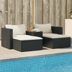 Gartensofa- und Kissenset, 5-teilig, schwarze Akazie, synthetisches Rattan von , Outdoor-Sofas - Ref: Foro24-365725, Preis: 2...