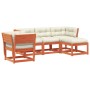 Set muebles jardín 5 pzas con cojines madera pino marrón cera de , Conjuntos de jardín - Ref: Foro24-3216922, Precio: 595,39 ...