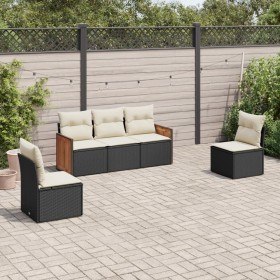 5-teiliges Gartenmöbel-Set und schwarze synthetische Rattankissen von , Gartensets - Ref: Foro24-3259928, Preis: 319,40 €, Ra...