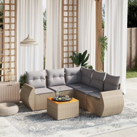 Gartensofa-Set mit Kissen, 6-teilig, beiges synthetisches Rattan von , Gartensets - Ref: Foro24-3257333, Preis: 466,99 €, Rab...